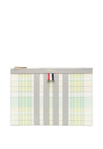 Thom Browne plaid-check print clutch bag - Grün