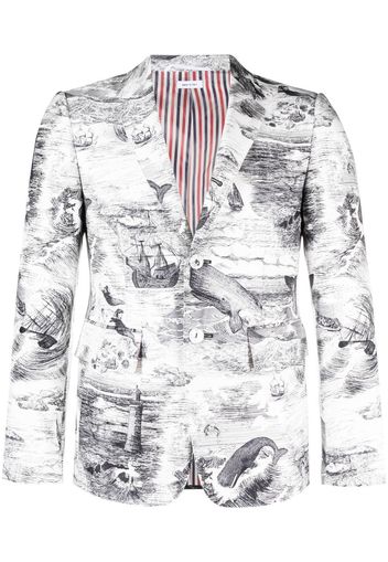 Thom Browne Sakko mit Marine-Muster - Schwarz