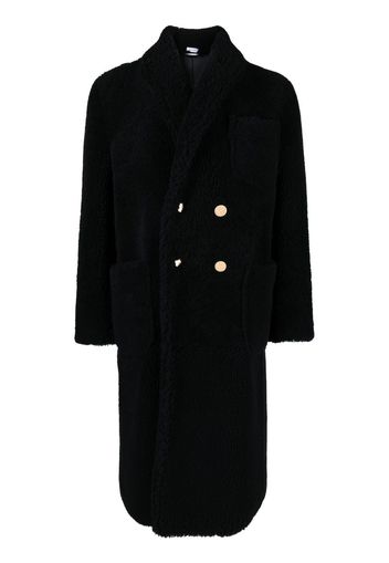 Thom Browne Doppelreihiger Mantel aus Shearling - Blau