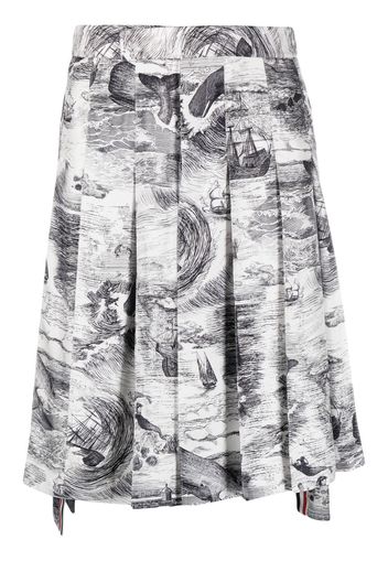 Thom Browne Faltenrock mit Print - Schwarz