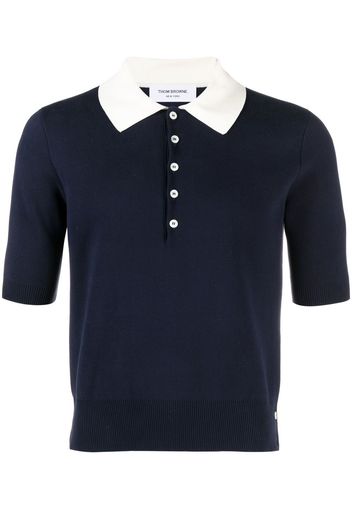 Thom Browne Poloshirt mit Kontrastkragen - Blau