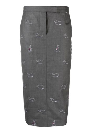 Thom Browne Midirock mit Wal - Grau