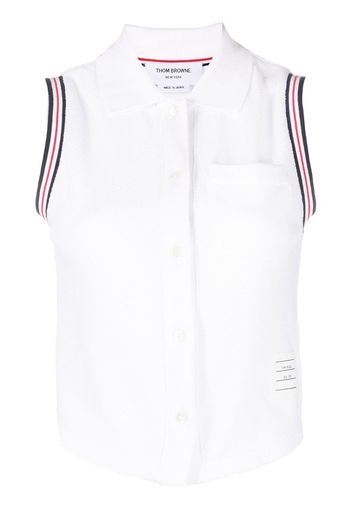 Thom Browne Ärmelloses Poloshirt - Weiß