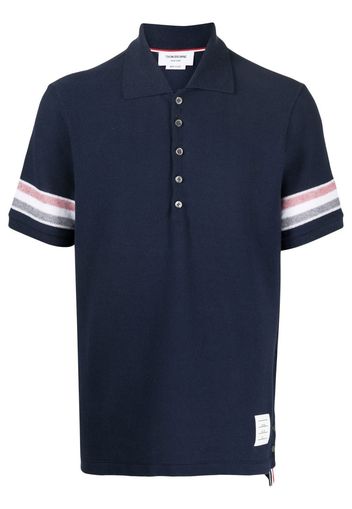 Thom Browne chest logo-patch polo shirt - Blau