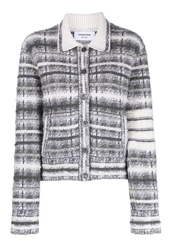 Thom Browne Karierte Jacke mit Streifen - Grau