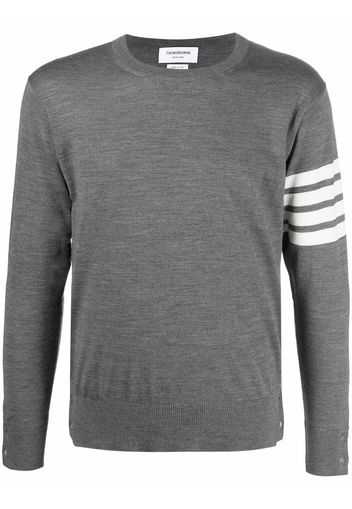 Thom Browne CLASSIC CREWNECK PULLOVER W/ 4 BAR SLEEVE IN SUSTAINABLE FINE MERINO WOOL - 038 MEDIUM GREY