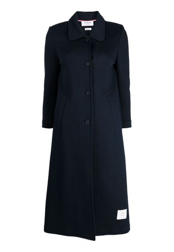 Thom Browne logo-patch single-breasted coat - Blau