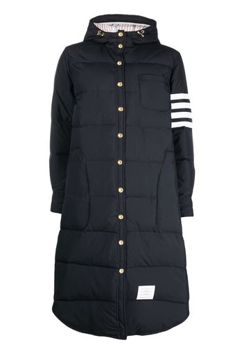 Thom Browne DOWN FILLED BELOW KNEE HOODED SHIRTDRESS W/ 4 BAR IN MILITARY RIPSTOP - 415 NAVY