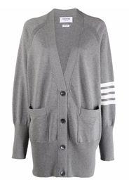 Thom Browne Gestrickter Cardigan mit vier Streifen - Grau