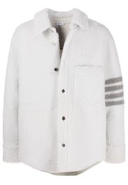 Thom Browne LEATHER OVERSIZED SHIRT JACKET W/ 4BAR IN DYED SHEARLING - Weiß