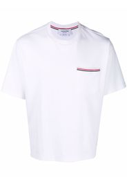 THOM BROWNE T-Shirt mit RWB-Streifen - Weiß