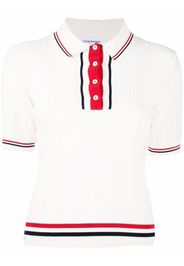 Thom Browne Poloshirt mit RWB-Streifen - Weiß