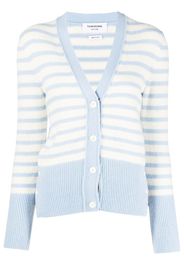 Thom Browne Gestreifter Cardigan mit V-Ausschnitt - Blau