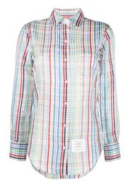 Thom Browne micro gingham silk organza shirt - Mehrfarbig