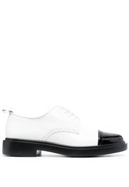 Thom Browne CAP TOE DERBY W/ LIGHTWEIGHT RUBBER SOLE IN SOFT PATENT LEATHER - 980 BLK/WHT
