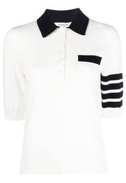 Thom Browne Hector pointelle-knit polo top - Weiß