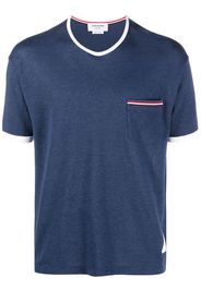 Thom Browne T-Shirt mit gestreifter Brusttasche - Blau