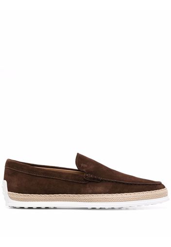 Tod's almond toe suede loafers - Braun