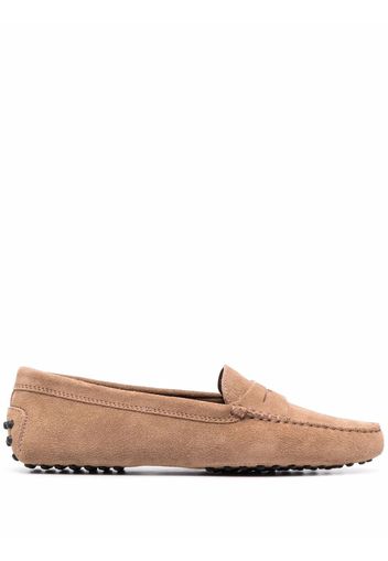 Tod's almond toe suede loafers - Braun