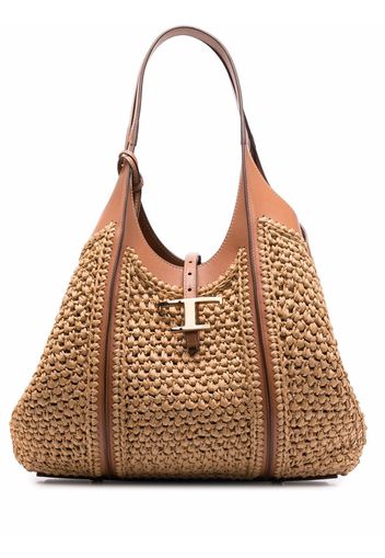 Tod's Timeless raffia tote bag - Nude