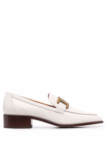 Tod's logo-plaque leather loafers - Nude