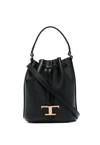 Tod's logo-charm leather bucket bag - Schwarz