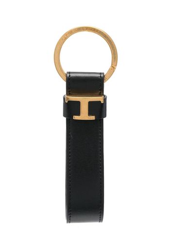 Tod's T-logo leather keychain - Schwarz