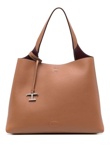 Tod's T leather shopping tote - Braun