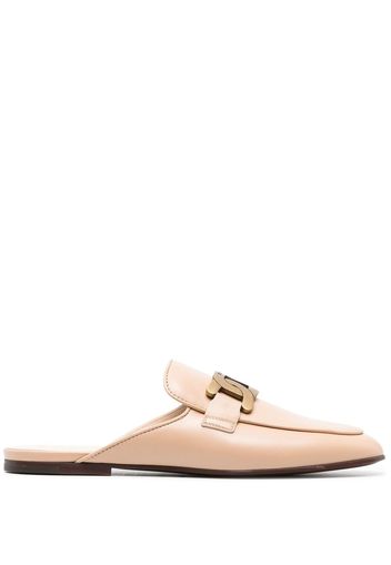 Tod's logo-plaque leather mules - Nude