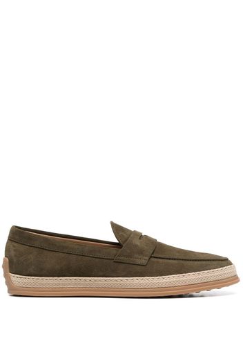 Tod's almond-toe suede loafers - Grün