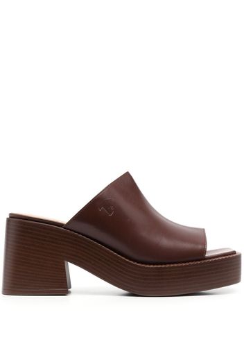 Tod's 80mm leather platform mules - Braun