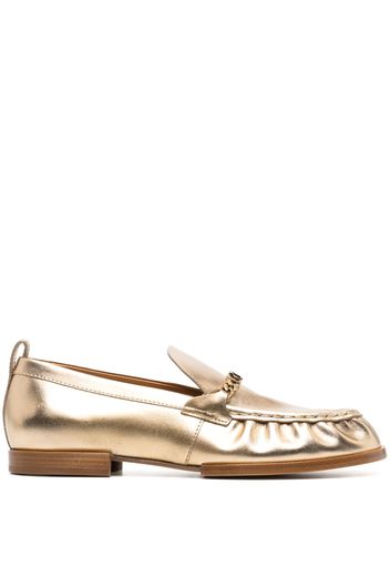 Tod's metallic leather loafers - Gold