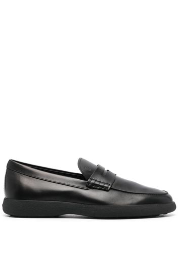 Tod's round-toe leather loafers - Schwarz