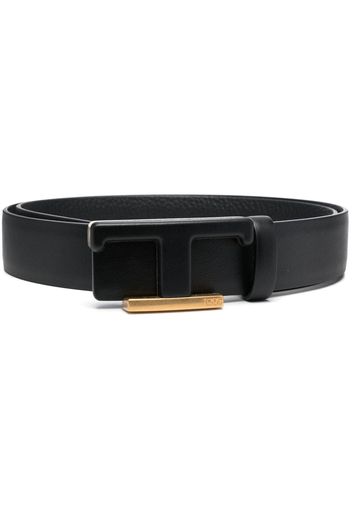 Tod's logo-plaque leather belt - Schwarz