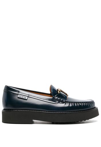 Tod's logo-plaque leather loafers - Blau