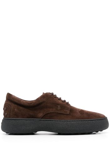 Tod's logo-embroidered suede derby shoes - Braun