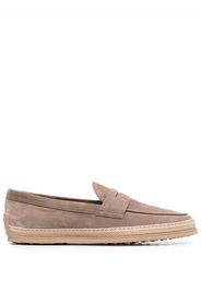 Tod's woven-trim penny loafers - Nude