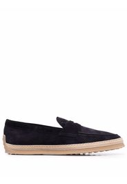 Tod's woven-trim penny loafers - Blau