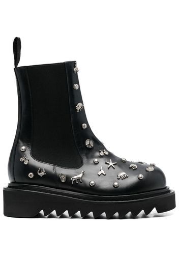 Toga Pulla studded ridged sole ankle boots - AJ1245 - BLACK HARD LEATHER