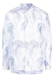 Toga Virilis graphic-print cotton long-sleeved shirt jacket - Weiß