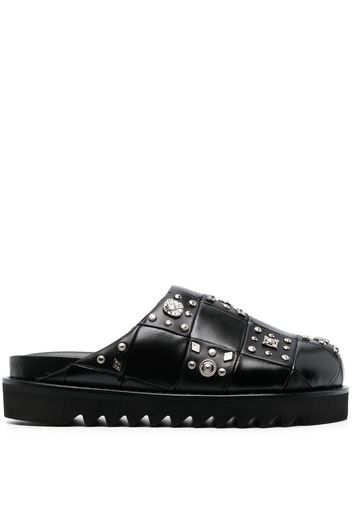 Toga stud-detailing leather mules - Schwarz