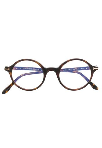 TOM FORD Eyewear tortoiseshell-effect round-frame glasses - Braun