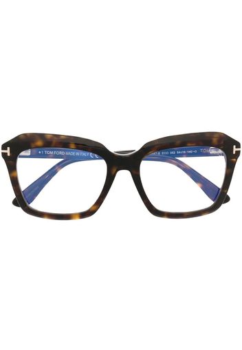 TOM FORD Eyewear tortoiseshell-effect square-frame glasses - Braun