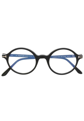 TOM FORD Eyewear logo-plaque round-frame glasses - Schwarz
