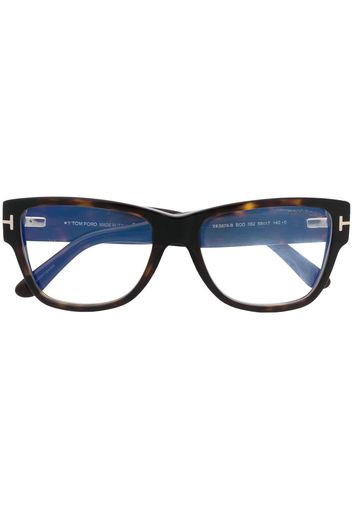 TOM FORD Eyewear logo-arm tortoiseshell glasses - Schwarz