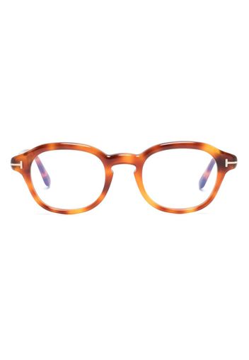 TOM FORD Eyewear Ovale Brille in Schildpattoptik - Braun