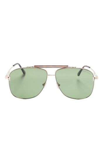 TOM FORD Eyewear polished pilot-frame sunglasses - Braun