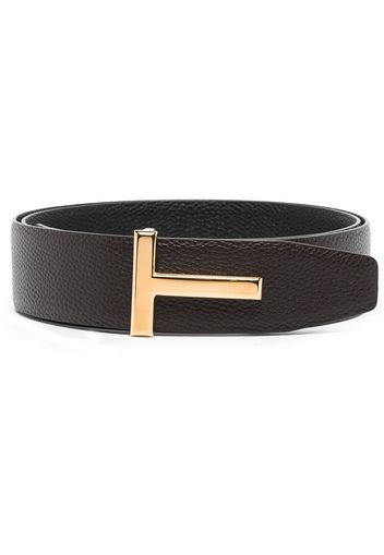 TOM FORD logo-plaque leather belt - Braun