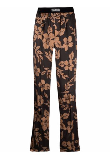 TOM FORD floral-print logo lounge pants - Braun