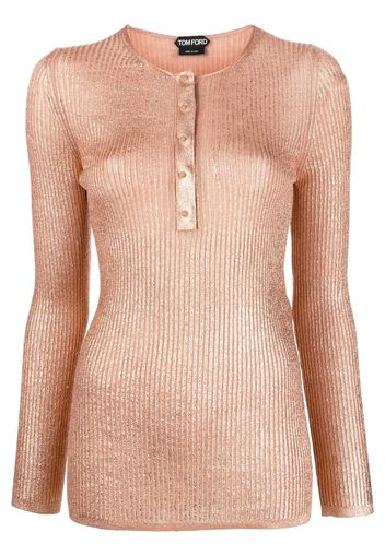 TOM FORD metallic ribbed-knit top - Orange